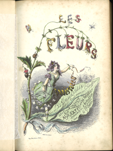 (仏語古書）『花の幻想( Les Fleurs Animees)』1867年ガルニエ書店版：1巻・2巻完本（1867年）.J・Jグランヴィル画 - フネートル・KY