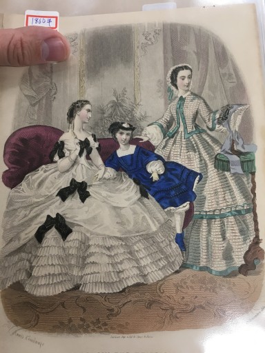 【手付彩色】（1860年）ファッションプレート：Magasin des demoiselles - フネートル・KY