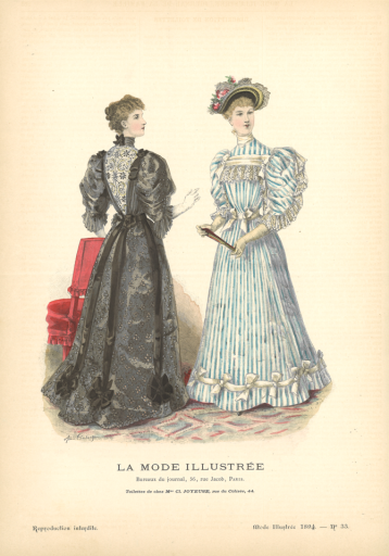 【手付彩色】1894年  手付彩色ファッションプレート - フネートル・KY