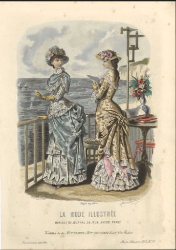 【手付彩色】1882年  海手付彩色ファッションプレート - フネートル・KY