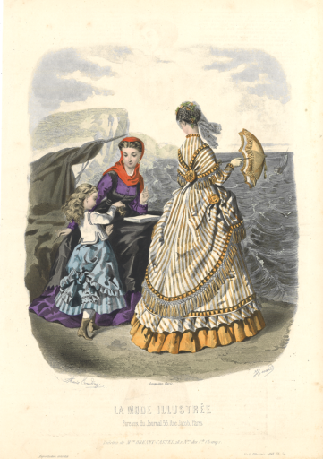 【手付彩色】1868年  手付彩色ファッションプレート - フネートル・KY
