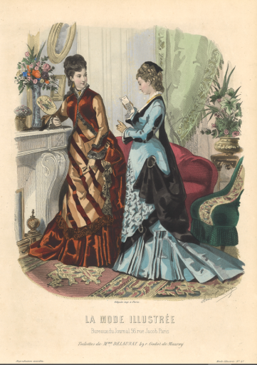 【手付彩色】1879年 手付彩色ファッションプレート - フネートル・KY