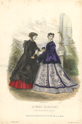 1866年 【手付彩色】手付彩色ファッションプレート La mode illustree - フネートル・KY