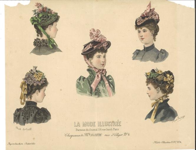 痛み有1892年 【手付彩色】手付彩色ファッションプレート La mode illustree - フネートル・KY