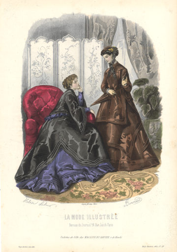 1869年 【手付彩色】手付彩色ファッションプレート La mode illustree - フネートル・KY
