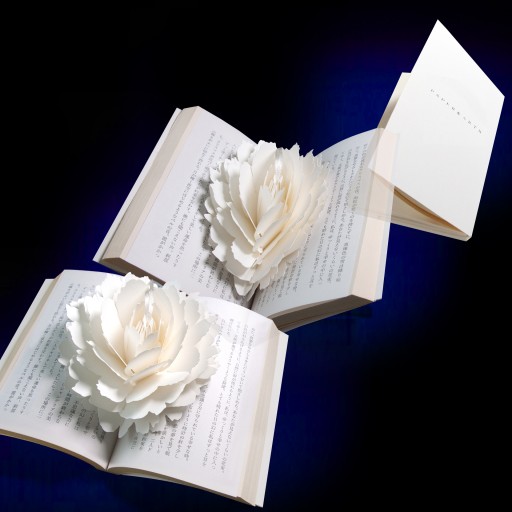 紙の花のしおり ポップアップペーパーブックマーク〈ピオニー〉 - PAPER & ARTS