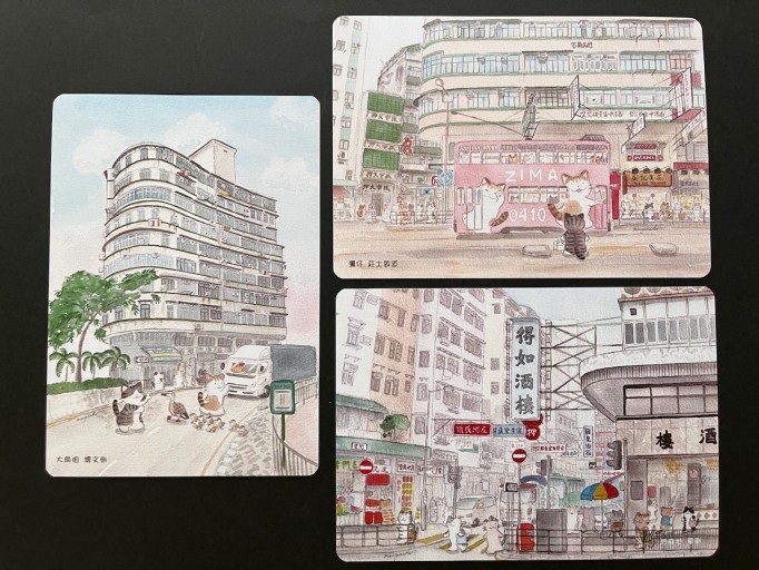 貓咪香港postcard3枚セット - 香港書房