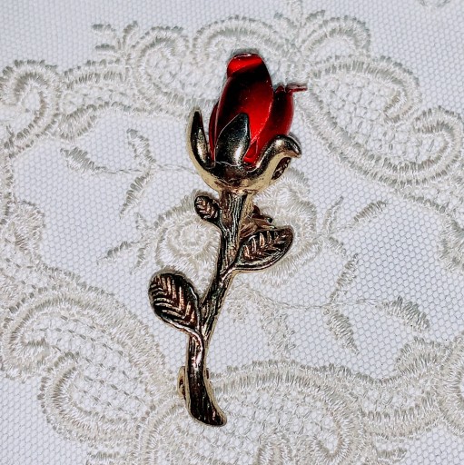 vintage rose brooch - Dans La Nuit - antique