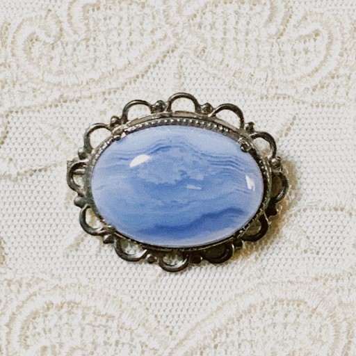 vintage blue marble brooch - Dans La Nuit - antique