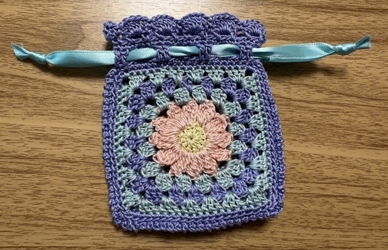 マーガレットポーチ(青×紫) - Librairie Mosu