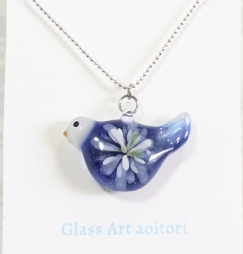 花小鳥 紺青 マグネットホックロングネックレス - 青い鳥の物語