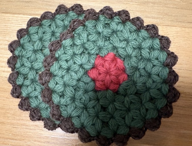 リフ編みコースター2枚セット(クリスマス) - Librairie Mosu