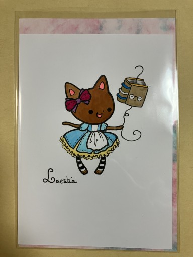 カード リボン猫と本 - Marie et Laetitia