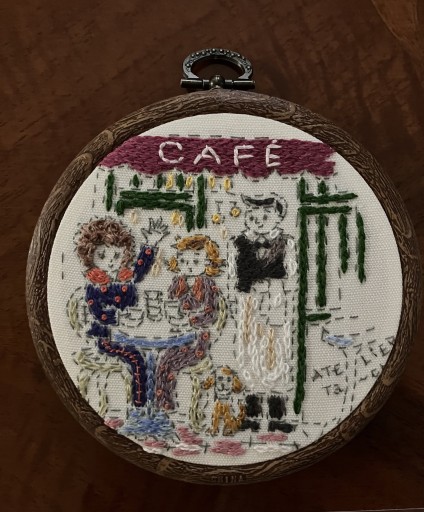刺繍作品「カフェ」 - ターコの刺繍図案の店