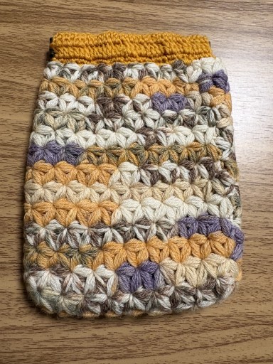 リフ編みばねポーチ(オレンジ系) - Librairie Mosu