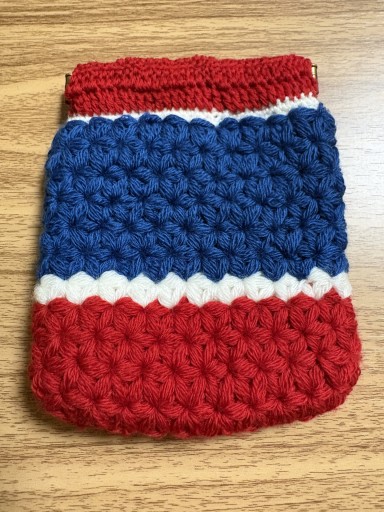 リフ編みバネポーチ(トリコロール) - Librairie Mosu