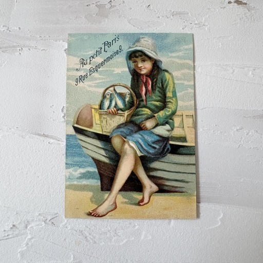 フランス｜クロモスカード 少女と海辺の風景 - filcôté｜小さな断片の本棚