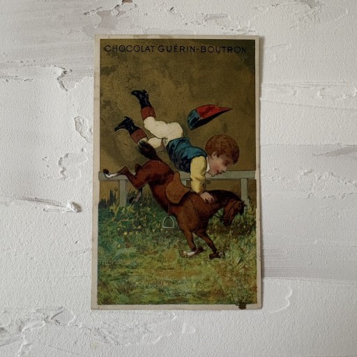 フランス｜クロモスカード Chocolat Guérin-Boutron 少年と馬 - filcôté｜小さな断片の本棚