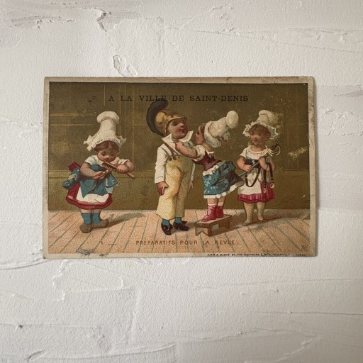 フランス｜クロモスカード 少年少女の身支度 百貨店広告 - filcôté｜小さな断片の本棚