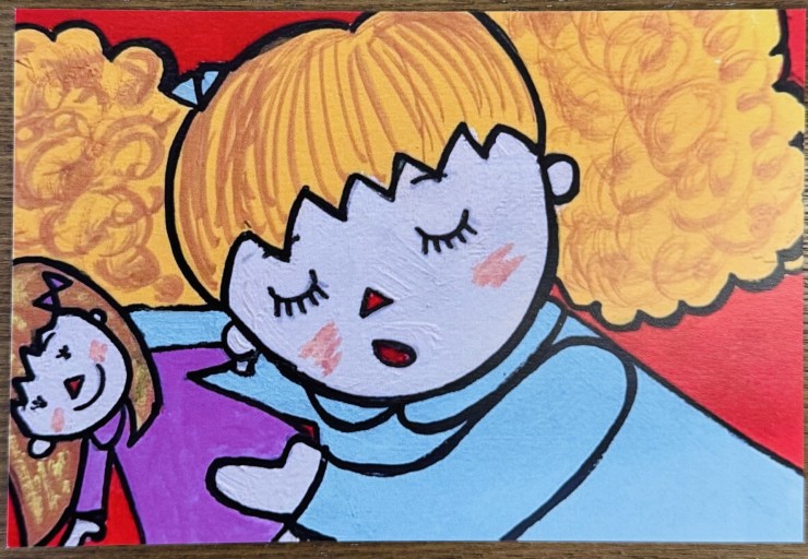 ポストカード「Sleeping with a doll」 - ひとつぶ本棚