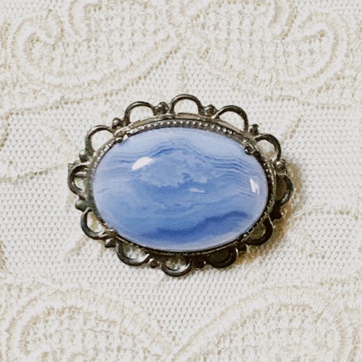 vintage blue marble brooch