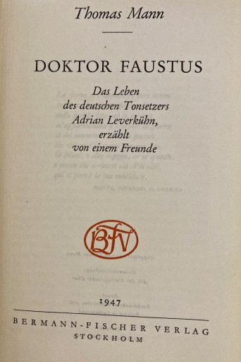Thomas Mann DOKTOR FAUSTUS(ドイツ語)