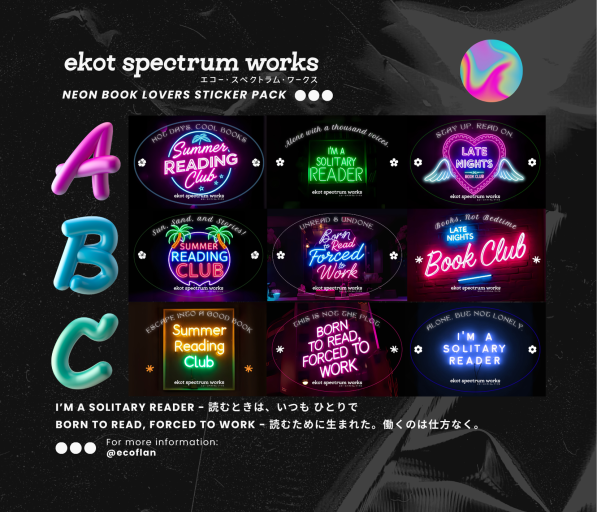 NEON BOOK LOVERS STICKER PACK A