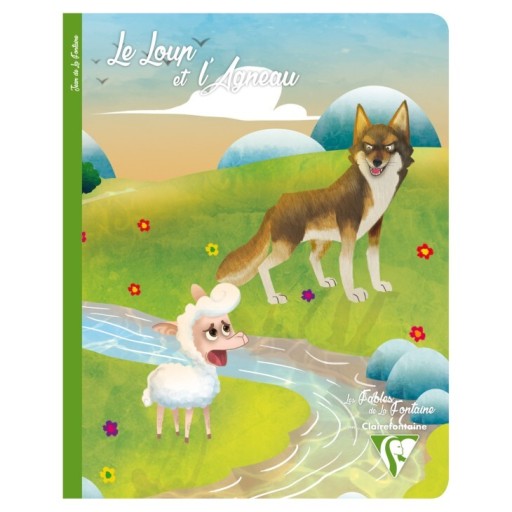 CLAIREFONTAINE CAHIER LES FABLES DE LA FONTAINE LE LOUP ET L'AGNEAU ホチキス留めノート フランス罫 17 x 22 cm
