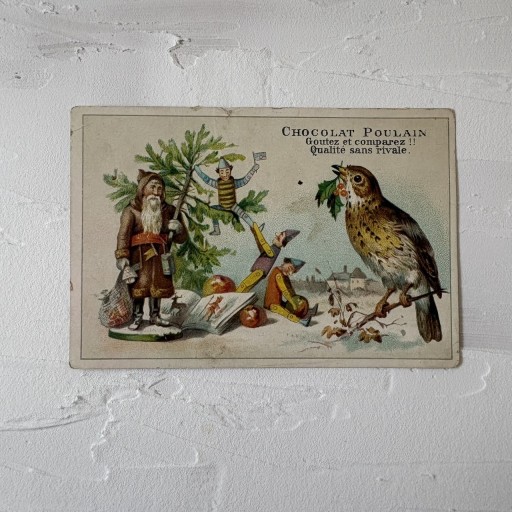 フランス|クロモスカード Chocolat Poulain 小鳥と物語