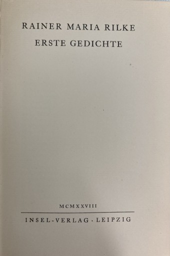 ERSTE GEDICHTE（RAINER MARIA RILKE）