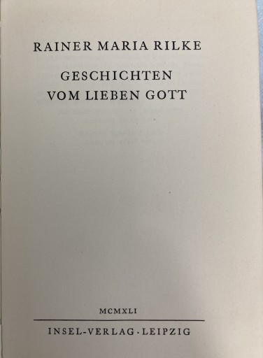 GESCHICHTEN VOM LIEBEN GOTT(RAINER MARIA RILKE)