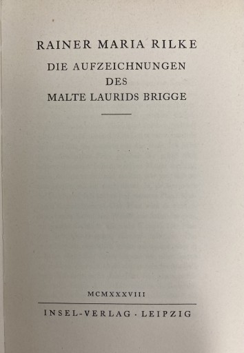 DIE AUFZEICHNUNGEN DES MALTE LAURIDS BRIGGE(RAINER MARIA RILKE)