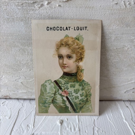 女性の肖像 CHOCOLAT-LOUIT フランス アンティーク クロモカード