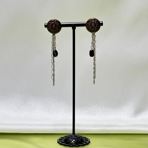 French vintage button & beads pierce【A】