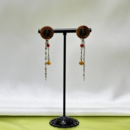 French vintage button & beads pierce【B】