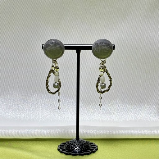 French vintage button & beads pierce【G】