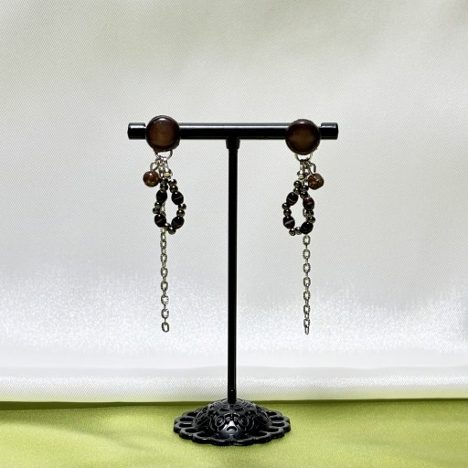 French vintage button & beads pierce【D】