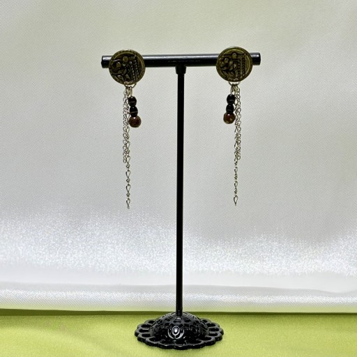 Europa antique button & beads pierce